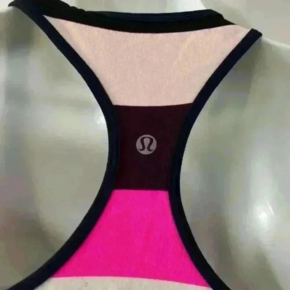 Lululemon Cool Racerback Stripe Pink Purple Bleached Coral Tank Top - Picture 5 of 7